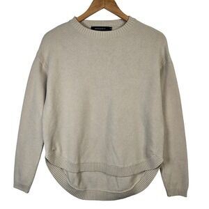 Merokeety Knit Sweater Womens Size Small Crew Neck‎ Drop Shoulder Tan Beige
